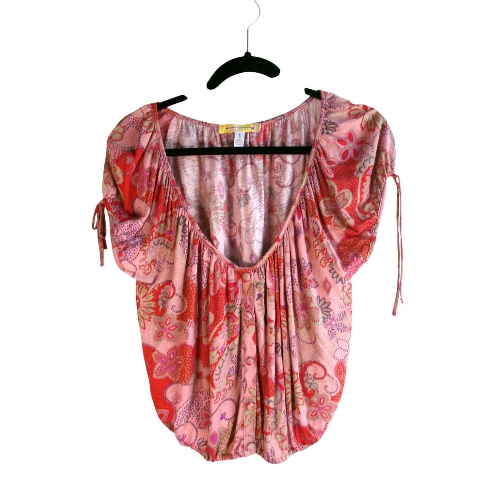 Urban Outfitters Peasant Blouse Paisley Floral Tie Sleeve Women's Large NWOT
